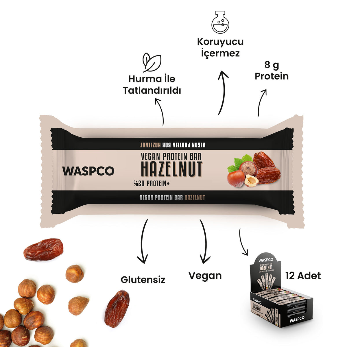 Waspco Vegan Hazelnut Protein Bar 40g