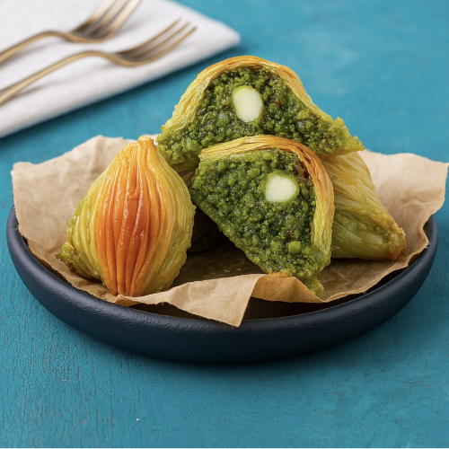 Pistachio Midye Baklava (Shells Baklava)