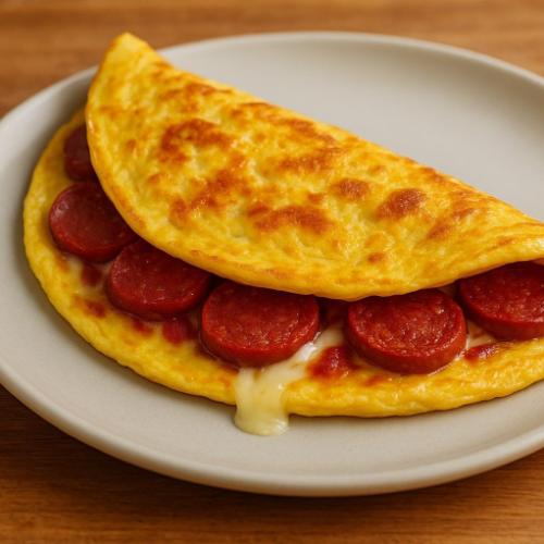 Turkish Spicy Sausage And Cheese Omelette